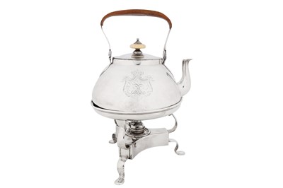 Lot 513 - A William IV sterling silver kettle upon burner stand, London 1835 by James Charles Edington