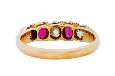 Lot 290 - A RUBY AND DIAMOND FIVE-STONE RING