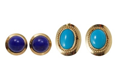 Lot 34 - TWO HARDSTONE STUD EARRINGS