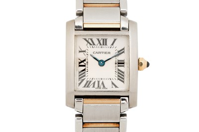 Lot 204 - A LADY'S CARTIER TANK FRANCAISE BRACELET WATCH