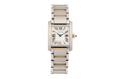 Lot 204 - A LADY'S CARTIER TANK FRANCAISE BRACELET WATCH