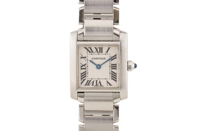 Lot 203 - A LADY'S CARTIER TANK FRANCAISE BRACELET WATCH