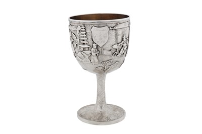 Lot A mid-19th century Chinese export silver standing cup, Canton circa 1860, retailed by Hei Ch’eung Hing