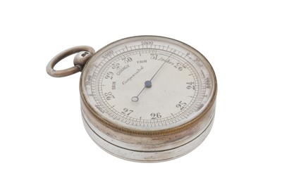 Lot 58 - A cased George V sterling silver pocket barometer, London 1911 by Albert Thomas Oliver