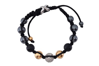 Lot 496 - A DIAMOND, ONYX AND HEMATITE BRACELET