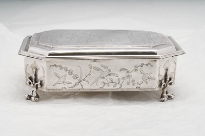 Lot 577 - A pair of Charles II sterling silver chinoiserie toilet caskets, London 1683 by Ralph Leake (free 1671)