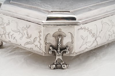 Lot 577 - A pair of Charles II sterling silver chinoiserie toilet caskets, London 1683 by Ralph Leake (free 1671)