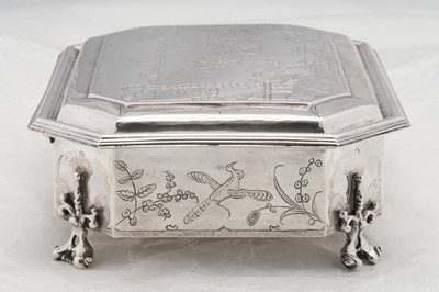 Lot 577 - A pair of Charles II sterling silver chinoiserie toilet caskets, London 1683 by Ralph Leake (free 1671)