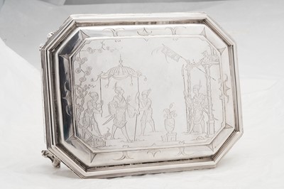 Lot 577 - A pair of Charles II sterling silver chinoiserie toilet caskets, London 1683 by Ralph Leake (free 1671)