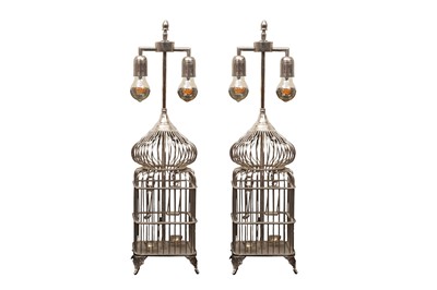 Lot 384 - A PAIR OF CONTEMPORARY BIRDCAGE TABLE LAMPS BY EICHHOLTZ