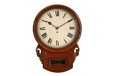 Lot 404 - A LATE VICTORIAN MAHOGANY CASED DROP DIAL WALL CLOCK