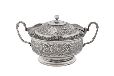 Lot 296 - A mid-20th century Persian (Iranian) silver covered sugar bowl, Isfahan circa 1950 mark of Bireae