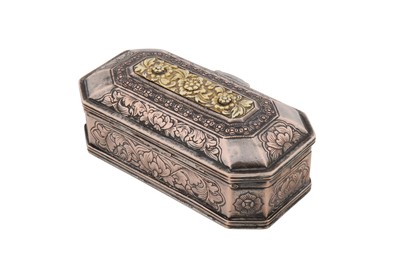 Lot 244 - A late 19th century Indonesian gold mounted silver tobacco box, Aceh, Sumatra