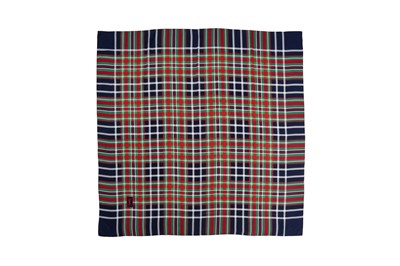 Lot 183 - Yves Saint Laurent Navy Check Silk Scarf