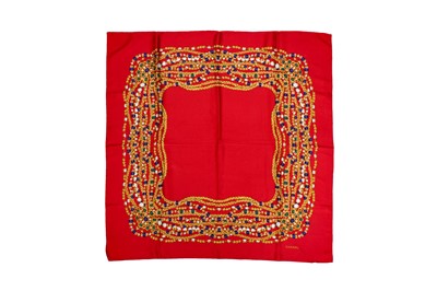 Lot 40 - Chanel Red Gripoix Silk Scarf