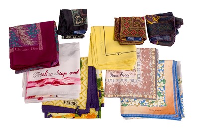 Lot 265 - A COLLECTION OF VINTAGE DESIGNER SILK SCARVES AND POCKET SQUARES