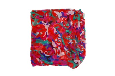 Lot 28 - Alexander Mcqueen Red Abstract Silk Scarf