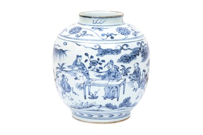 Lot 626 - A CHINESE BLUE AND WHITE 'FIGURATIVE' JAR