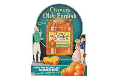 Lot 222 - A CHIVERS OLD ENGLISH MARMALADE ADVERTISING DISPLAY STAND AND SHELF LABELS