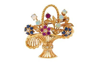 Lot 353 - A GEM-SET GIARDINETTO BROOCH, CIRCA 1986