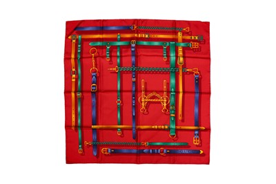 Lot 31 - Gucci Red Bridle Silk Scarf