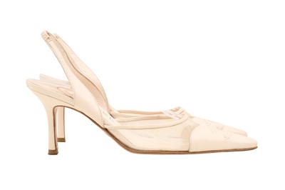 Lot 119 - Chanel Beige CC Kitten Heeled Slingback - Size 38.5