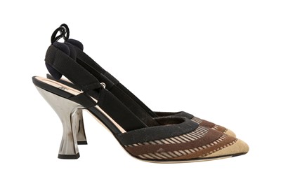 Lot 231 - Fendi Black Colibri Slingback Heeled Pump - Size 38