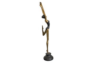 Lot 280 - A LARGE CONTEMPORARY ART DECO-STYLE BRONZE FIGURE