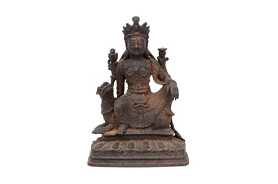 Lot 706 - A CHINESE CAST-IRON FIGURE OF BUDDHA