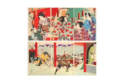 Lot 804 - TWO JAPANESE WOODBLOCK PRINT TRIPTYCHS