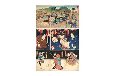 Lot 811 - THREE JAPANESE WOODBLOCK PRINT TRIPTYCHS