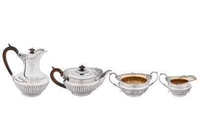 Lot A Victorian sterling silver four-piece tea and coffee service, London 1895 by messrs Barnards for Goldsmiths and Silversmiths