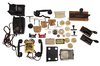 Lot 211 - A COLLECTION OF CIRCA 1950S TELEPHONE PARTS AND RELATED ITEMS