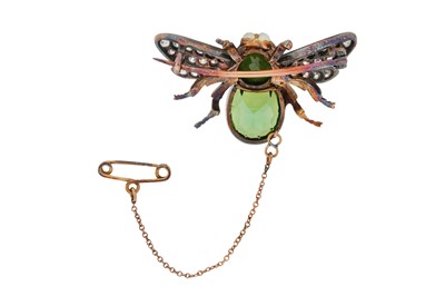 Lot 335 - A TOURMALINE, DIAMOND AND OPAL BEE BROOCH