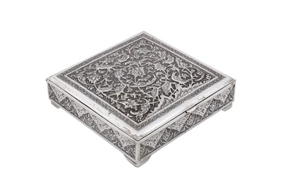 Lot 299 - A mid-20th century Persian (Iranian) silver cigarette box, Isfahan circa 1960