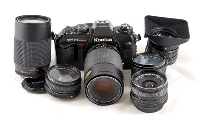 Lot 194 - A Konica FT-1 Motor Outfit, inc Pancake & Others Lenses