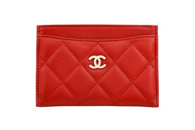 Lot 135 - Chanel Red Quilted CC Card Holder