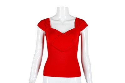 Lot 33 - Valentino Red Ribbed Picot Knit Top - Size M