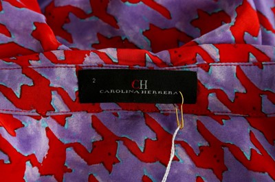 Lot 8 - CH Carolina Herrera Purple Print Shirt Dress - Size US 2