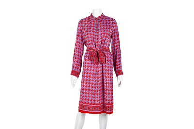 Lot 8 - CH Carolina Herrera Purple Print Shirt Dress - Size US 2