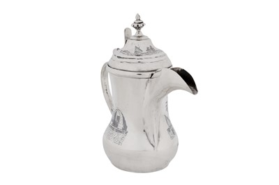 Lot 314 - A mid-20th century Iraqi silver dallah coffee pot, Omara or Basra circa 1950