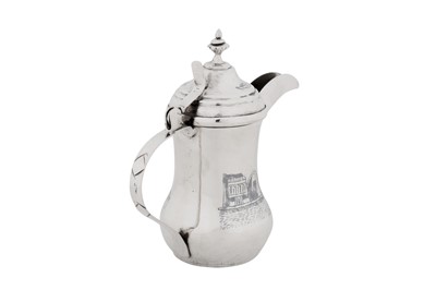 Lot 314 - A mid-20th century Iraqi silver dallah coffee pot, Omara or Basra circa 1950