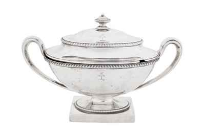 Lot A George III sterling silver sauce tureen, London 1783 by John Wakelin and William Taylor (reg. 25th Sep 1776)