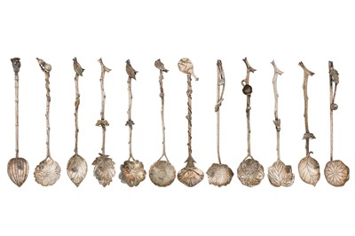 Lot 184 - A set of twelve early 20th century Chinese export silver teaspoons, Hong Kong circa 1930, marked Bao, retailed by YK (unidentified)