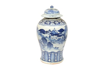 Lot 437 - A CHINESE BLUE AND WHITE BALUSTER VASE AND COVER