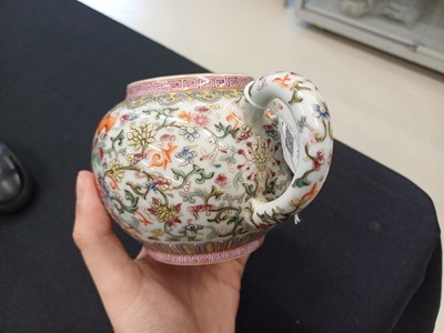 Lot 584 - A CHINESE FAMILLE-ROSE WHITE-GROUND TEAPOT AND COVER