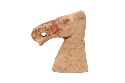 Lot 467 - A CHINESE POTTERY HORSE HEAD