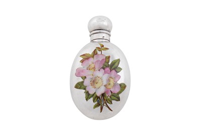 Lot 133 - A Victorian sterling silver and enamel scent bottle, London 1887 by Sampson Mordan