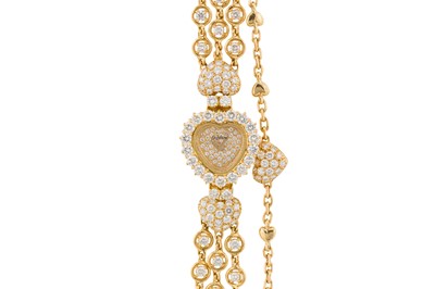 Lot 263 - A LADY'S DeLANEAU GOLD AND DIAMOND COCKTAIL WATCH