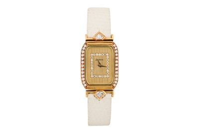 Lot 249 - A LADY'S DeLANEAU GOLD AND DIAMOND-SET DRESS WATCH